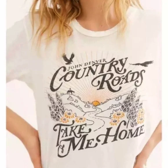 John Denver Country Roads Take Me Home Soft Cotton Graphic Tee - Picture 2 of 4